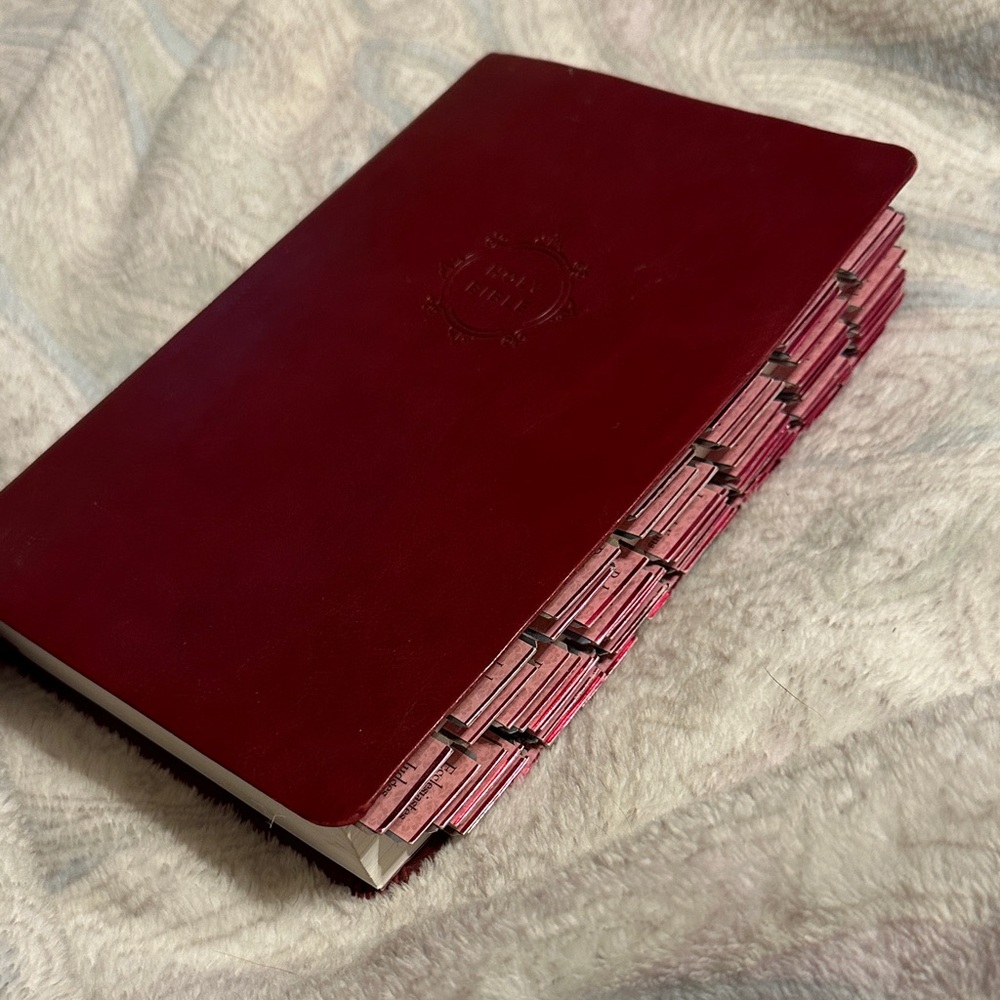 Burgundy Leather NKJV Bible with tabs